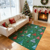 Garvee Festive Christmas Tree Design Area Rug - Soft Washable Low Pile Carpet, Non-Slip, Ideal for Living Room, Bedroom, Kitchen - Holiday Home Décor - Green, 4x6ft (122x183cm) - Green