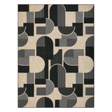 Garvee Modern Geometric Area Rug - Washable Low Pile Carpet - Mark Resistant, Non-Shedding, Collapsible & Soft - Perfect for Living Room, Bedroom, Dining Room - Extra Large 10x13ft, Black - Rainbow Geometric | Black