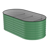 Garvee Durable Galvanized Steel Raised Garden Bed - Oval Planter Box for Vegetables, Flowers, Herbs - Deep, Rust-Resistant, Easy Assembly, Anti-Cut Strips - Size: 180x90x60cm, Color: Green with anti-cut strips - Green With Anti-Cut Strips