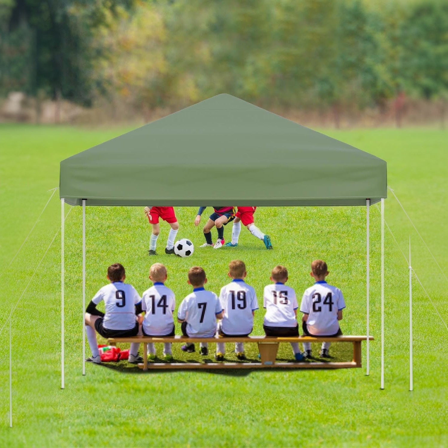 Garvee Portable Outdoor Canopy Tent with Adjustable Height, Waterproof 210D Oxford Fabric, Corrosion-Resistant Frame, Green, 10x10ft, Camping & Events