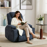 Garvee manual Recliner Chair with Massage and Heat, Ultra-Comfortable 135° Adjustable Reclining Sofa for Living Room & Bedroom, with Cup Holders & Pockets, Corduroy Blue