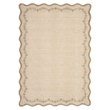 Garvee Washable Scalloped Area Rug - Low-Pile Floral Farmhouse Accent, Soft Non-Slip Backing, Indoor Floor Carpet for Living Room/Bedroom/Dorm - Coffee, 6x9 ft, USA - Floral Scalloped|Blue