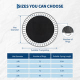 Garvee Quality Outdoor Trampoline Mat Replacement - 15ft Round Frame, 96 Rings, Fits 7'' Springs - Long-Lasting Black Bounce Surface - Size: 15ft-96 ring, appropriate for 7'' spring - Black