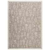 Garvee Washable Area Rug 5x7 - Non-Slip, Mark Resistant, Low Pile Floral Botanical Carpet - Ultra Soft, Farmhouse Decor for Living Room, Bedroom, Dining Room - Pet & Child Friendly - Light Brown, USA, 5x7ft (152x213cm) - Light Green