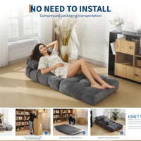 Garvee Folding Sofa Bed Convertible Sleeper Chair with Pillow Dark Gray Single - Foldable Mattress for Living Room Bedroom