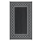 Garvee Outdoor Rug 9x18ft - Black and White, Waterproof Reversible Plastic Straw Mat - Modern Geometric, UV Resistant, Collapsible, Easy Clean, with Carry Bag - Patio, Camping, RV, Deck, Balcony, Porch, Picnic - Black and White, USA - Black And White
