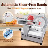 Garvee 800W Electric Meat Slicer – 12-Inch Removable Stainless Steel Blade – Adjustable 0-18mm Thickness – Professional Deli Food Slicer for Meat, Cheese, Bread – Home and Commercial Kitchen – White