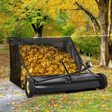 Garvee Extra-Large Capacity Tow-Behind Lawn Sweeper – 52" Wide, Durable Heightened Mesh Bag, Adjustable Brush Height, Effortless Dump from Seat, Heavy-Duty Black & Yellow Design – 52 inches | Heightened mesh bag | Black | Yellow wheels