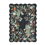 Garvee Scalloped Edge Area Rug – 9x12ft Washable Soft Non-Slip Peacock Floral Carpet, Charming Botanical Farmhouse Decor for Living Room, Bedroom, Nursery, Playroom – Black (USA) - Green