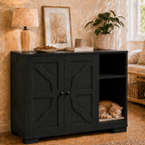 Garvee Dog-Proof Cat Litter Box Enclosure Cabinet for Large Self-Cleaning/Automatic Litter Boxes - Side Exit - Litter Catch Tray - Shelf & Charging Station, 5 ft Cord - Black Association Jack Design - Nd-5045-22 Black Union Jack Pattern