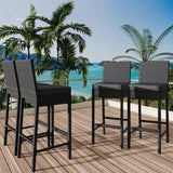 Garvee Durable Outdoor Rattan Bar Stools Set of 4 – Cushioned Counter Height Chairs – Weather-Resistant Patio Barstools – Modern Armless Design for Backyard, Poolside, Garden – Woven Rattan High Bar Gray, 4 Pieces, Black Rattan - Woven Rattan High Beige 4 Pieces Brown Rattan