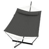 Garvee Heavy Duty Double Hammock with Stand and Pillow – 2 Person Outdoor Freestanding Hammock, 450 lbs Capacity, Balance Rope, Weather-Resistant, for Patio, Backyard, Poolside, Garden – Dark Gray - Gray