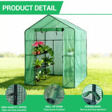 Garvee Heavy Duty Walk-In Greenhouse Tent – 8 Wire Shelves, Sturdy Steel Frame, Thickened UV-Protected PE Cover, Zippered Door & Roll-Up Windows, Portable Outdoor Plant Grow Tent for Garden, Patio, Balcony, Easy Tool-Included Assembly, Size 143x143x195cm,