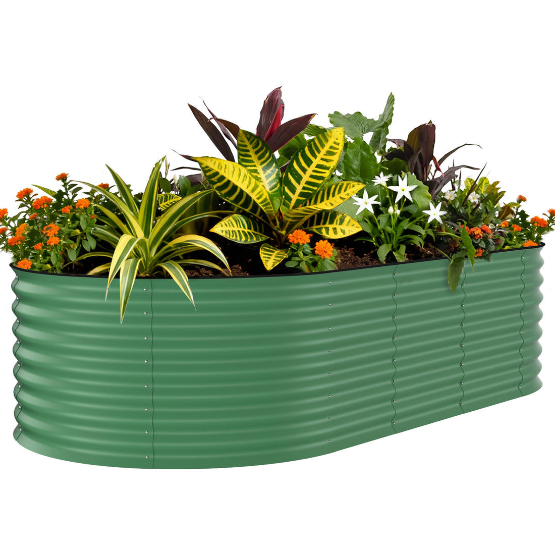 Garvee 8x4x2 ft Galvanized Raised Garden Bed Metal Planter Box for Vegetables Flowers Herbs Green