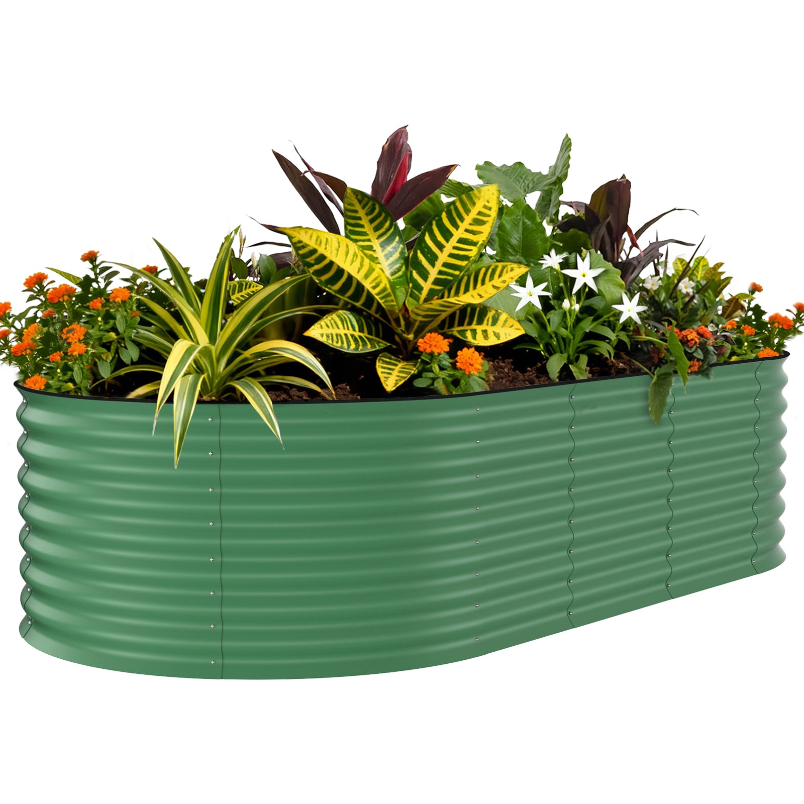 Garvee 8x4x2 ft Galvanized Raised Garden Bed Metal Planter Box for Vegetables Flowers Herbs Green