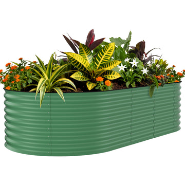 Garvee 8x4x2 ft Galvanized Raised Garden Bed Metal Planter Box for Vegetables Flowers Herbs Green