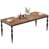 Garvee Rustic Farmhouse Dining Table for 6 – 71'' Rectangular Wooden Top – Heavy Duty Curved Metal Legs – Perfect for Dining Room or Kitchen – Classic Brown & Black