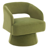 Garvee Modern Velvet Swivel Barrel Chair – Soft Upholstered Accent Armchair, Striped Backrest, 360° Rotating Round Lounge Chair for Living Room, Bedroom, Vanity, Reading Nook – Velvet | Green - Velvet | Green | 1Pcs
