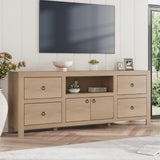 Garvee Farmhouse TV Stand – 70" Rustic Entertainment Center for TVs up to 80", 6 Drawers, Open Soundbar Shelf, Large Brown Wood Console – Color: 1.78 meters natural wood color - 1.78 Meters Natural Wood Color