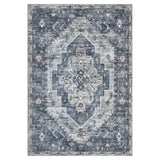 Garvee Vintage Oriental Area Rug - Machine Washable, Low Pile, Non-Slip, Non-Shedding, Mark Resistant, Soft Carpet for Living Room, Bedroom, Nursery, Dining Room, Blue, 5x7ft (152x213cm) - Blue