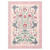 Garvee Washable Pink Floral Area Rug – Soft, Low Pile Botanical Carpet with Enchanted Garden Butterfly Motif for Girls Bedroom, Playroom, Nursery, Living Room – Easy to Clean, Size: 10x13ft (305x396cm), Pink, USA - Green
