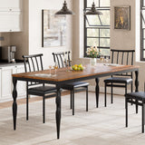 Garvee Farmhouse Dining Table for 6-8 – 78.7'' Rectangular Wooden Tabletop – Sturdy Metal Legs – Perfect for Family Gatherings – Vintage Color+Black