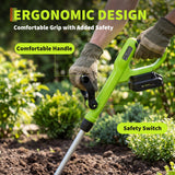 Garvee 20V Wireless Electric Tiller Cultivator – 8.5" Mini Rototiller, 2.0Ah Lithium Battery, 6.3" Adjustable Depth, Lightweight 8.8lbs for Raised Beds, Vegetable Gardens, Lawn Aeration – Black + Green 2290u