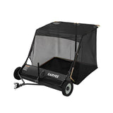 Garvee Heavy Duty 44 Inch Tow Behind Lawn Sweeper – 29 Cu. Ft. Extra-Large Yard Cart – Tool-Free Adjustable Brush Height, Easy Dump Rope – Ideal for Lawns, Driveways, Sidewalks – Black