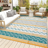 Garvee Waterproof Reversible Outdoor Rug 9x18ft – Heavy Duty Plastic Straw Carpet – Easy Clean, UV Resistant, Lightweight – Patio, Deck, RV, Camping, Balcony, Backyard – Yellow/Green/Gray/White, USA - Four Colors - Yellow/Rose Red/Green/White