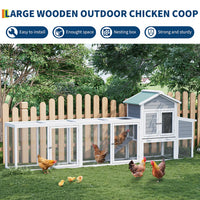 Garvee Large Chicken Coop 123in with Run & Ramp, Outdoor Poultry Cage, Weather-Resistant, 4-6 Hens, Natural Wood