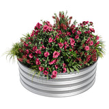 Garvee Durable Galvanized Steel Raised Garden Bed – Round Planter Box with Rust & Corrosion Protection, Safe Rubber Edges, Open Bottom for Vegetables, Flowers & Herbs, Easy Assembly – Original Color, 4 x 1.5FT, 1-Piece Set