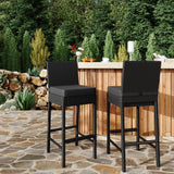 Garvee Comfortable Outdoor Wicker Bar Stools Set of 2 – Rattan Patio Barstools with Soft Cushions – Counter Height, Armless, for Backyard, Poolside & Garden – Bind the Gray 2 Pieces and the Black Vine Directly. - Bind The Blue 2 Rattan High Bar