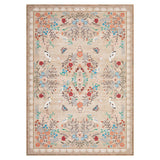 Garvee Washable Area Rug 5x7 – Distressed Oriental Floral Carpet – Non-Slip Backing, Low Pile, Mark Resistant – Rice Camel, 5x7ft (152x213cm), USA Spec - Teal