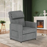 Garvee Recliner Chair for Adults, Adjustable Electric Recliner Power Reclining, Cotton Linen Fabric, USB Port, Side Pockets, Home Theater Seating, Grey