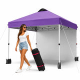 Garvee 10x10 FT Pop Up Outdoor Canopy Tent – Removable Sidewall, Vented Roof, Adjustable Height, Heavy Duty Frame, Roller Bag, Sandbags – Portable Shelter for Patio, Beach, Camping – White Iron Pipe & Purple Cloth, Size: White/Purple - White Iron Pipe + Khaki Cloth