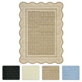 Garvee Washable Scalloped Floral Area Rug – Large 10x13ft Carpet – Non-Slip, Low Pile, Spot Resistant, Modern Accent for Living Room, Bedroom, Nursery – Collapsible – Mocha Brown, 10x13ft (305x396cm) - Floral Scalloped | Brown