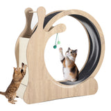 Garvee Professional Cat Exercise Wheel for Indoor Cats - Large Wooden Treadmill with 85cm Inner Diameter - Quiet, Silent Rollers, Anti-Slip, Sisal Scratching Board & Interactive Toys - For Exercise, Weight Loss, Training - Wood - Natural Wood