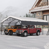 Garvee Heavy Duty 20x20 FT Metal Carport - Reinforced Support Rods, Galvanized Steel Roof, Windproof Ground Anchors - Outdoor Garage Shelter for Cars, Trucks, SUVs, Boats, Gray