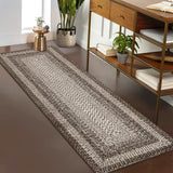 Garvee Boho Braided Print Runner Rug – Machine Washable, Non-Slip, Low Pile, Mark Resistant Carpet – Collapsible Modern Accent for Hallway, Kitchen, Entryway, Living Room, Bedroom – Camel, 2x6ft (61x183cm), USA - Natural Color