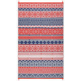 Garvee Reversible Waterproof Outdoor Rug – Heavy Duty Plastic Straw Patio Carpet, Fade Resistant, Portable, Easy Clean – 8x10ft, Tricolor (Bright Red/Navy Blue/White) – United States - Tricolor - Bright Red / Dark Blue / White