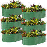 Garvee 6 Pack Galvanized Raised Garden Beds - 8x2x1.5 ft Metal Planter Boxes for Outdoor Flowers & Vegetables - Rust-Resistant, Easy Assembly - Durable Backyard Gardening Gazebo Accessories, Green