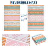 Garvee Waterproof Reversible Outdoor Rug 9x18ft – Durable Plastic Straw Carpet – UV Resistant, Easy Clean, Lightweight – Patio, Deck, RV, Camping, Porch, Beach – Yellow/Rose Red/Green/White, USA - Four Colors - Yellow/Rose Red/Green/White
