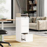 Garvee Lockable 3-Drawer Metal File Cabinet – Heavy Duty Vertical Steel Organizer with Key for A4, Letter, Legal Documents – Secure & Space-Saving Storage – Compact 0.6mm Thick – White