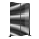Garvee Freestanding Metal Garden Privacy Screen with Stand, 72 x 47 in Outdoor Decorative Fence Panel - Rust-Resistant, Louvered Design - Patio/Balcony/Deck/Garden/Poolside - Black, 47*72 inches 07 - louver style