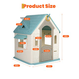 Garvee Deluxe Green & White Kids Playhouse Cottage – Sturdy Plastic Outdoor & Indoor Playhouse with Working Door, Windows, Magnetic Dartboard, Basketball Hoop, Ring Toss & Soccer Goal – Easy Assembly – USA