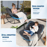 Garvee Oversized Papasan Rocking Chair for Patio – Handwoven Rattan Egg Lounge with Thick Cushion, Heavy Duty 450 lbs Capacity, Comfortable Outdoor Glider for Balcony, Lawn, Porch, Sunroom, Black Rattan + Black Chenille - Brown Rattan + Brown Chenille