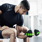 Garvee 4-in-1 Adjustable Dumbbell Set 30LB – Multifunctional Free Weights with Iron Handle, Non-Slip Grip – Converts to Barbell or Kettlebell – Home Gym Strength Training for Men & Women – Space Saving – Green