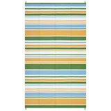 Garvee Colorful Outdoor Rug 8x10ft - Waterproof Reversible Plastic Straw Mat - Modern Geometric Striped Area Rug for Backyard, Deck, Balcony, Porch, RV, Beach - Yellow/Blue/Green/White, United States - Geometric Stripes|  Yellow Blue Green White