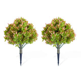 Garvee Set of 2 Artificial Topiary Ball Trees with Ground Spike, 23.6 in Faux Greenery, Indoor/Outdoor Home Decor, UV-Resistant No-Water Plant - Color: 2 green PZ-1-280 - Size: 60*35cm