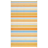 Garvee Reversible Outdoor Rug 9x18ft - Waterproof Plastic Straw Patio Mat - UV Resistant, Collapsible, Portable Large Carpet for Camping, RV, Deck, Porch, Beach - Blue/Orange/Yellow/White, United States - Geometric Stripes| Orange Yellow Blue White